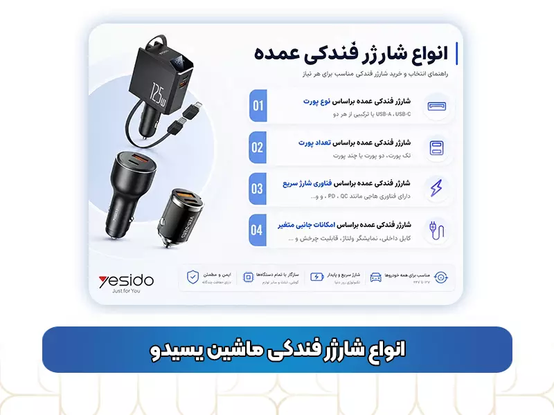 انواع شارژر فندکی ماشین یسیدو