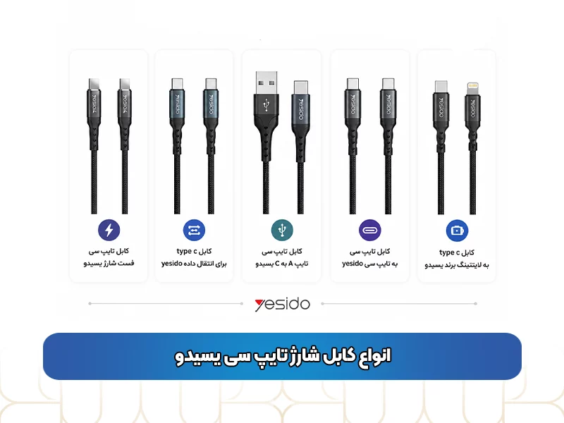 انواع کابل شارژ تایپ سی یسیدو